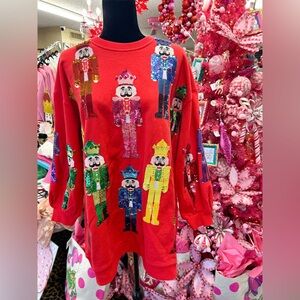 QUEEN OF SPARKLES | Red & Rainbow Nutcracker Sweatshirt Dress
Medium